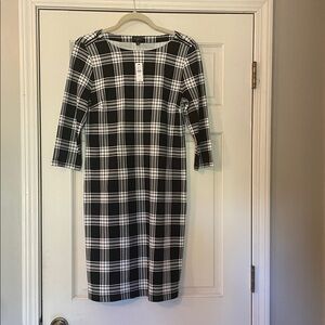 Talbots Black and White Plaid Dress—Size amp